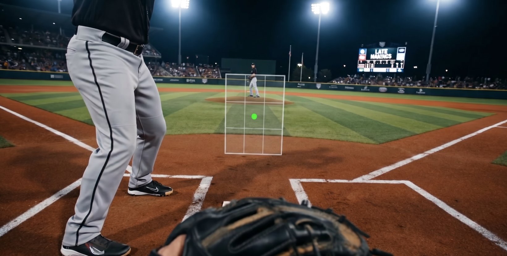 CYTE umpire POV — strike zone overlay on baseball field