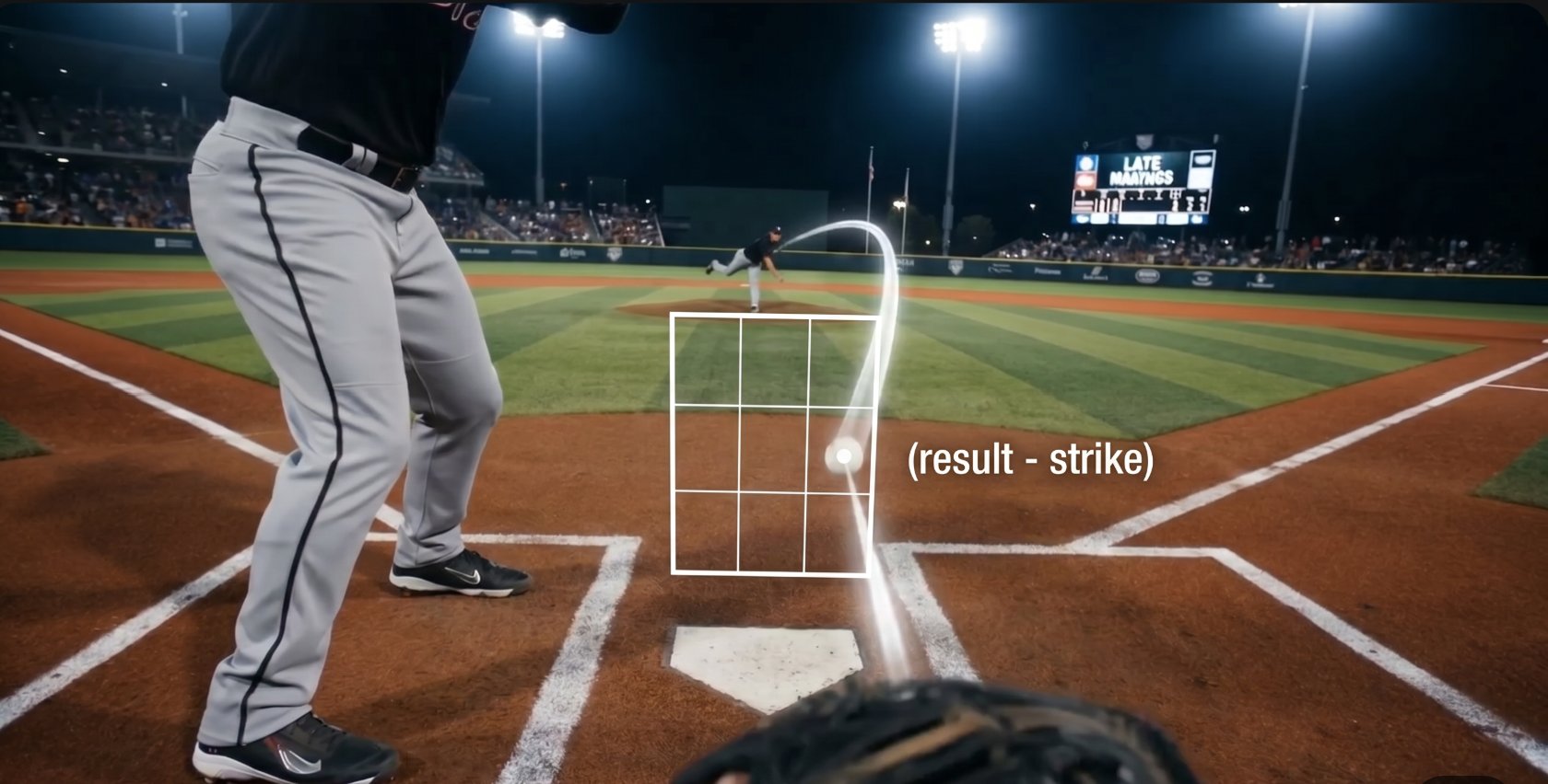 CYTE umpire POV — strike result with ball path arc